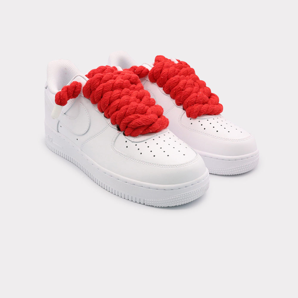 Nike Air Force 1 White - Rope Lace Red - Bild 2