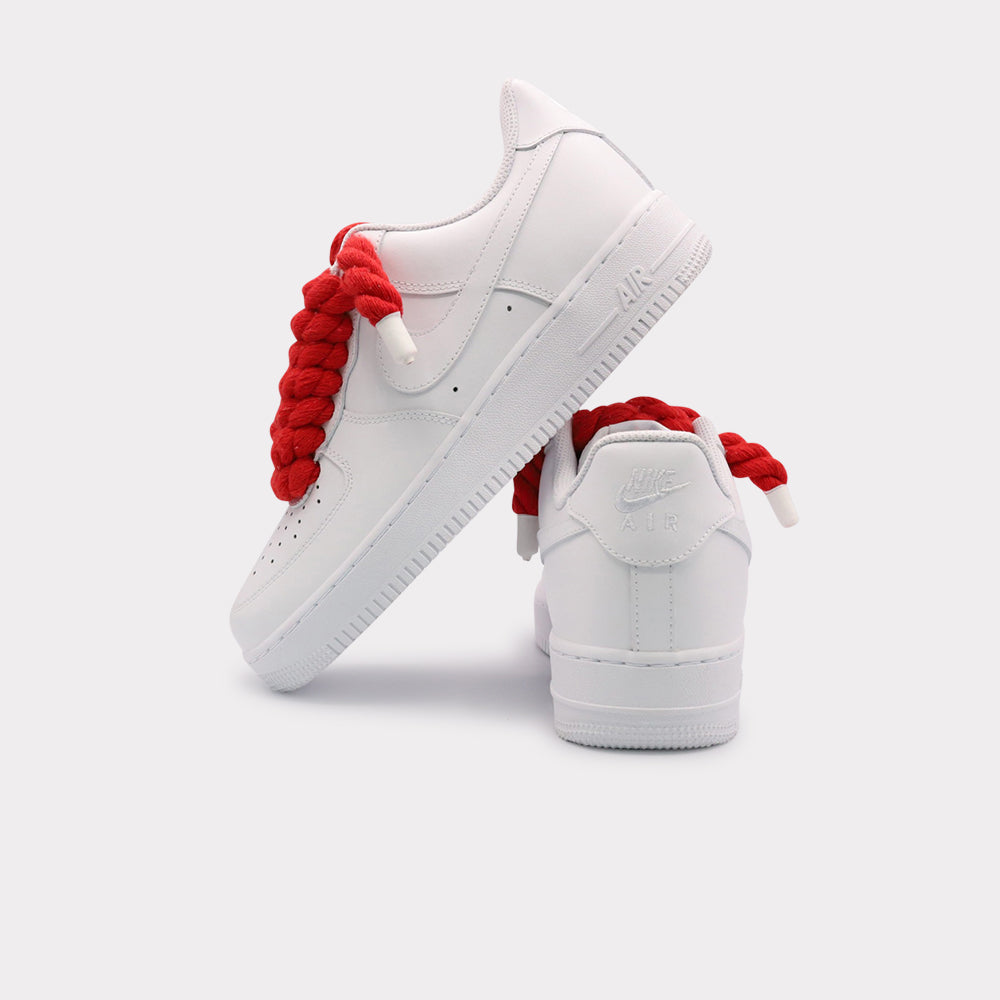 Nike Air Force 1 White - Rope Lace Red - Bild 3