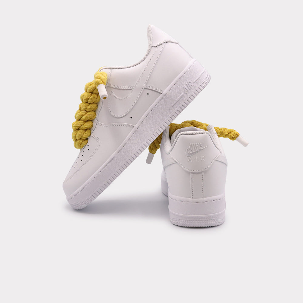 Nike Air Force 1 White - Rope Lace Yellow - Bild 3